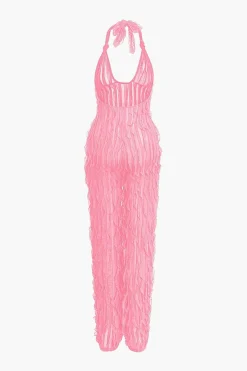 MICAS Jumpsuits & Rompers-Ruffle Knot Halter Backless Jumpsuit