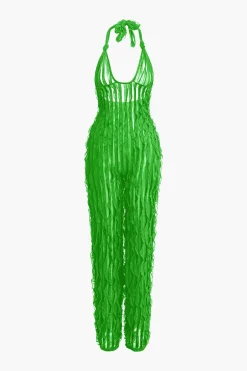 MICAS Jumpsuits & Rompers-Ruffle Knot Halter Backless Jumpsuit