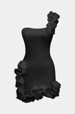 MICAS Mini Dresses-Ruffle One Shoulder Mini Dress