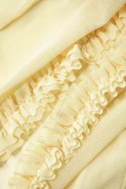 MICAS Long Sleeve Dresses|Maxi Dresses-Ruffle Trim Ruched Cut Out Maxi Dress