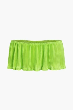 MICAS Skirt Sets-Ruffle Tube Top And Split Maxi Skirt Set LIME
