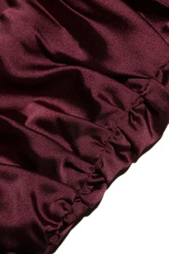 MICAS Mini Dresses-Satin Asymmetrical Sleeveless Mini Dress BURGUNDY