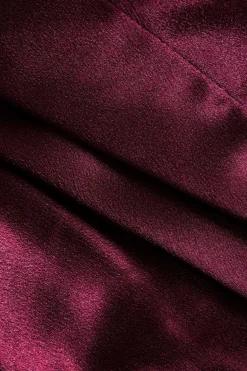 MICAS Long Sleeve Tops|Long Sleeves Tops-Satin Button Twist Knot Long-Sleeve Shirt BURGUNDY