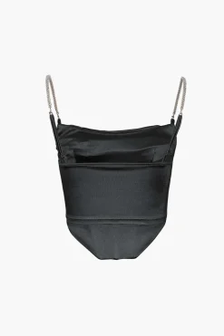 MICAS Corset & Bustier Tops-Satin Draped Corset Top ORANGE