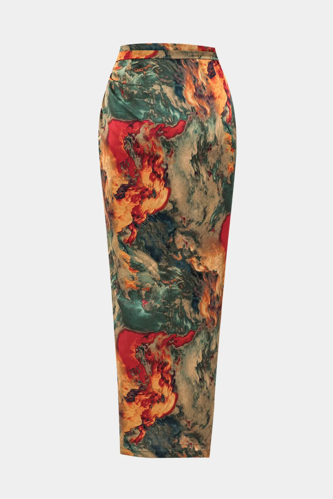 MICAS Skirts-Satin Floral Print Tie Front Skirt MULTICOLOR