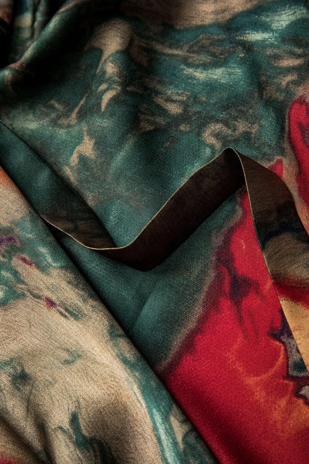 MICAS Skirts-Satin Floral Print Tie Front Skirt MULTICOLOR