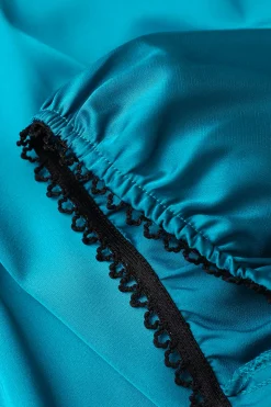 MICAS Mini Dresses-Satin Off The Shoulder Buttons Down Mini Dress ROYAL