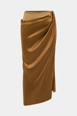 MICAS Skirts-Satin Patchwork Skirt BROWN