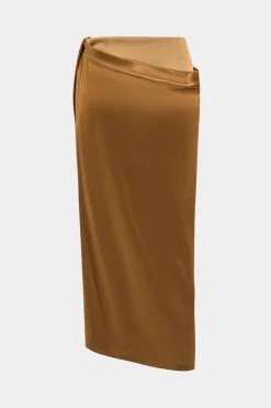 MICAS Skirts-Satin Patchwork Skirt BROWN