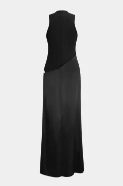 MICAS Maxi Dresses-Satin Patchwork Sleeveless Maxi Dress