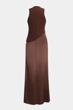 MICAS Maxi Dresses-Satin Patchwork Sleeveless Maxi Dress