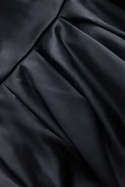 MICAS Skirts-Satin Ruched Puff Skirt BLACK