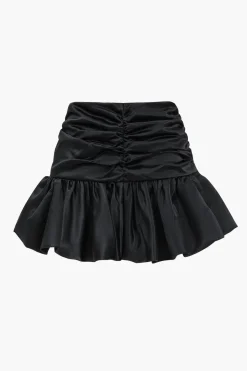 MICAS Skirts-Satin Ruched Skirt BLACK