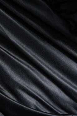 MICAS Skirts-Satin Ruched Skirt BLACK