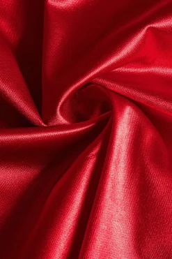 MICAS Long Sleeve Dresses|Mini Dresses-Satin Tie-Up Ruched Long Sleeve Mini Dress RED