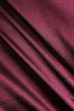 MICAS Skirt Sets-Satin Twist Knot Long Sleeve Top And Skirt Set BURGUNDY