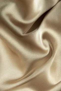 MICAS Bodysuits-Satin V-neck Ruched Panelled Sleeveless Bodysuit WHEAT