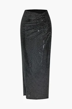 MICAS Skirt Sets-Sequin Cami Top And Skirt Set BLACK