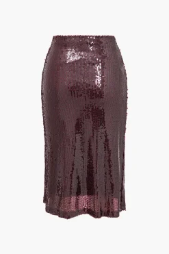 MICAS Skirt Sets-Sequin Cami Top And Skirt Set BURGUNDY