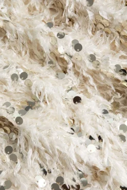 MICAS Skirts-Sequin Feather Fringe Skirt BEIGE