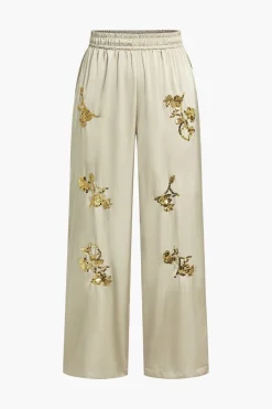 MICAS Pants-Sequin High Waist Trousers KHAKI