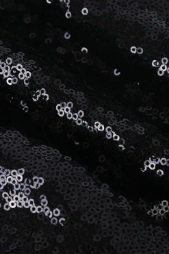 MICAS Pants-Sequin High Waisted Wide Leg Trousers BLACK