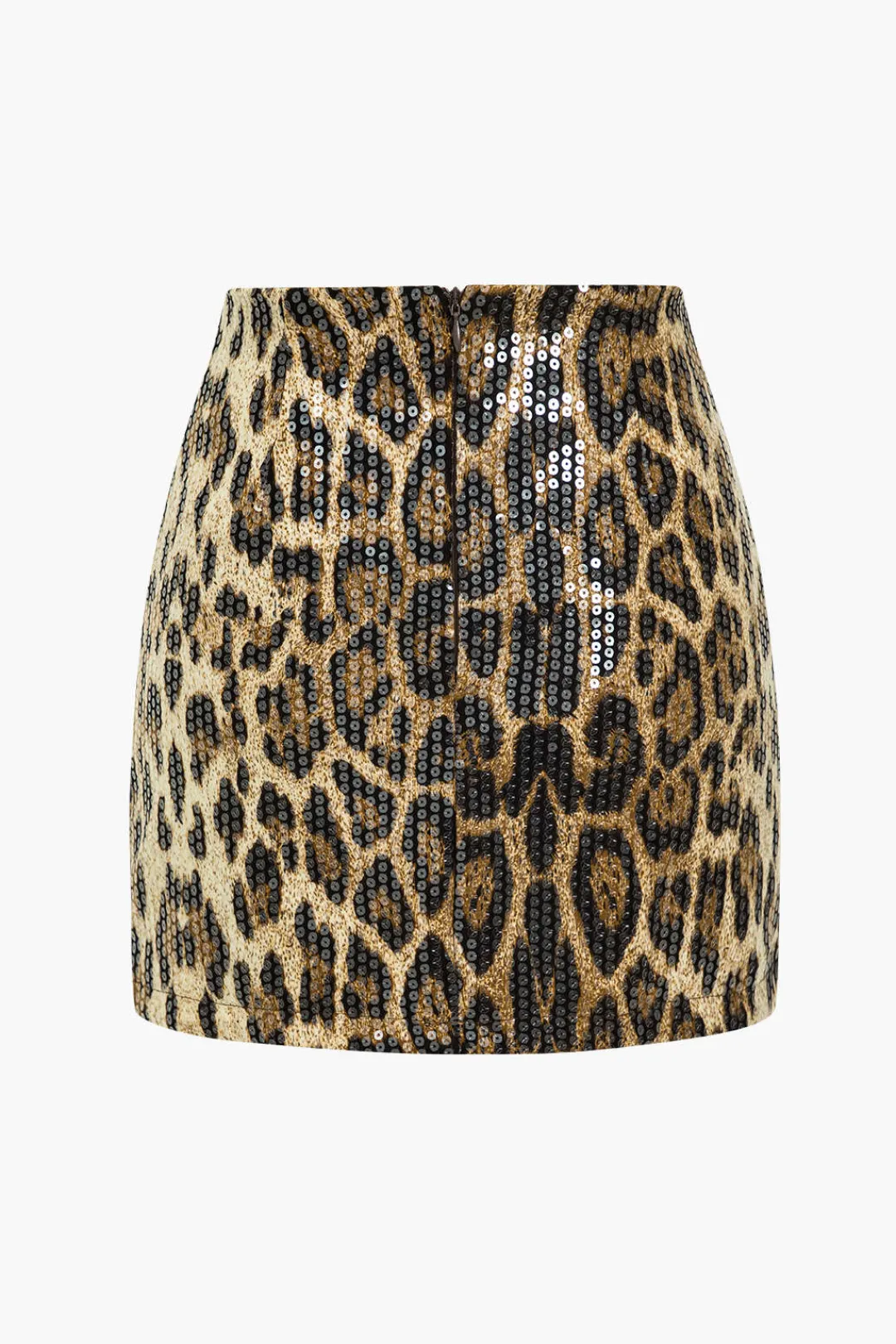 MICAS Skirts-Sequin Leopard Print Mini Skirt Contrast Color