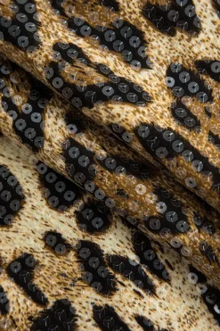 MICAS Skirts-Sequin Leopard Print Mini Skirt Contrast Color