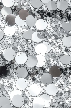 MICAS Skirts-Sequin Mesh Mini Skirt SILVER