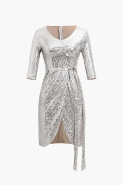 MICAS Mini Dresses-Sequin Pleated Mini Dress