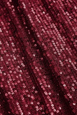 MICAS Maxi Dresses-Sequin Strapless Sleeveless Maxi Dress CRIMSON