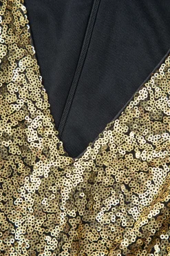 MICAS Mini Dresses-Sequin V-neck Sleeveless Cut Out Mini Dress GOLD