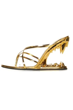 MICAS Shoes|Shoes-Sharks Tooth High Heels GOLD