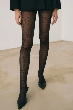 MICAS Tights|Accessories-Sheer Abstract Pattern Tights BLACK