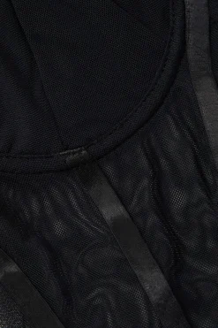 MICAS Bodysuits|Corset & Bustier Tops-Sheer Bustier Corset Bodysuit BLACK