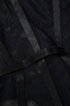 MICAS Bodysuits|Corset & Bustier Tops-Sheer Bustier Corset Bodysuit BLACK