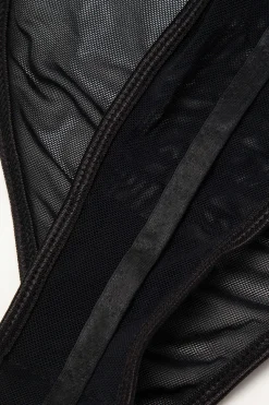 MICAS Bodysuits|Corset & Bustier Tops-Sheer Bustier Corset Bodysuit BLACK