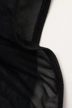 MICAS Bodysuits|Corset & Bustier Tops-Sheer Bustier Corset Bodysuit BLACK
