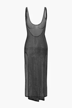 MICAS Midi Dresses-Sheer Mesh Slit Cover-up Dress