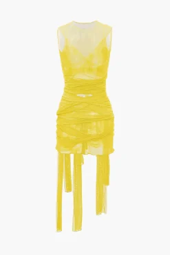 MICAS Midi Dresses-Sheer Mesh Wrap Tie Ribbon Mini Dress