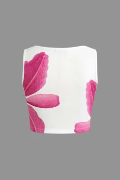 MICAS Skirt Sets-Shell and Floral Print Skirt Set MULTICOLOR