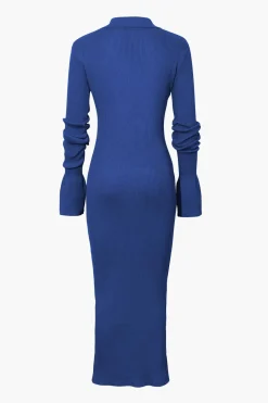 MICAS Long Sleeve Dresses|Maxi Dresses-Shell Sleeve Ribbed Buttons Down Maxi Dress