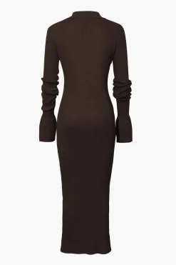MICAS Long Sleeve Dresses|Maxi Dresses-Shell Sleeve Ribbed Buttons Down Maxi Dress