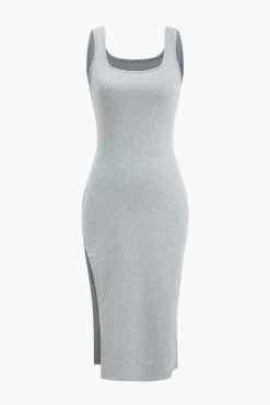 MICAS Long Sleeve Dresses-Side Slit Long Sleeve Midi Dress Set