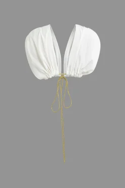 MICAS Skirt Sets-Sleeveless Deep V-Neck Crop Top And Tie Split Maxi Skirt Set WHITE