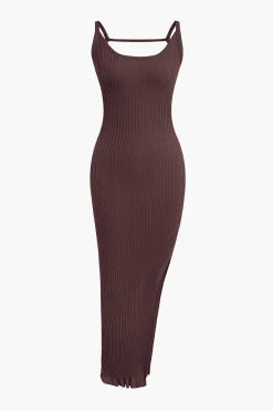 MICAS Maxi Dresses-Slit Backless Tank Maxi Dress