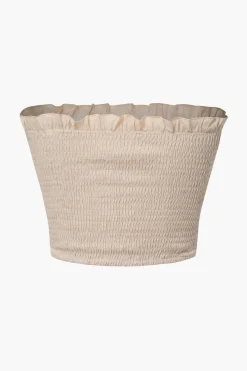 MICAS Pant Sets-Smocked Tube Top And Side Button Pants Set KHAKI