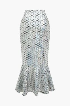 MICAS Skirts-Snakeskin Mermaid Midi Skirt SILVER