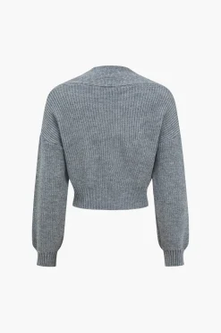 MICAS Knitwear|Knit Sets-Solid Knit Button V-neck Top And Mini Skirt Set