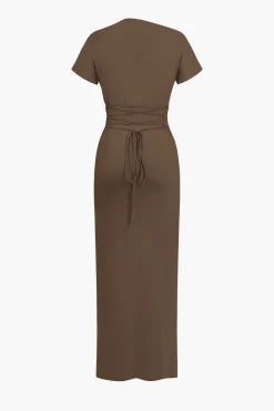 MICAS Maxi Dresses-Solid Asymmetrical Knot Maxi Dress